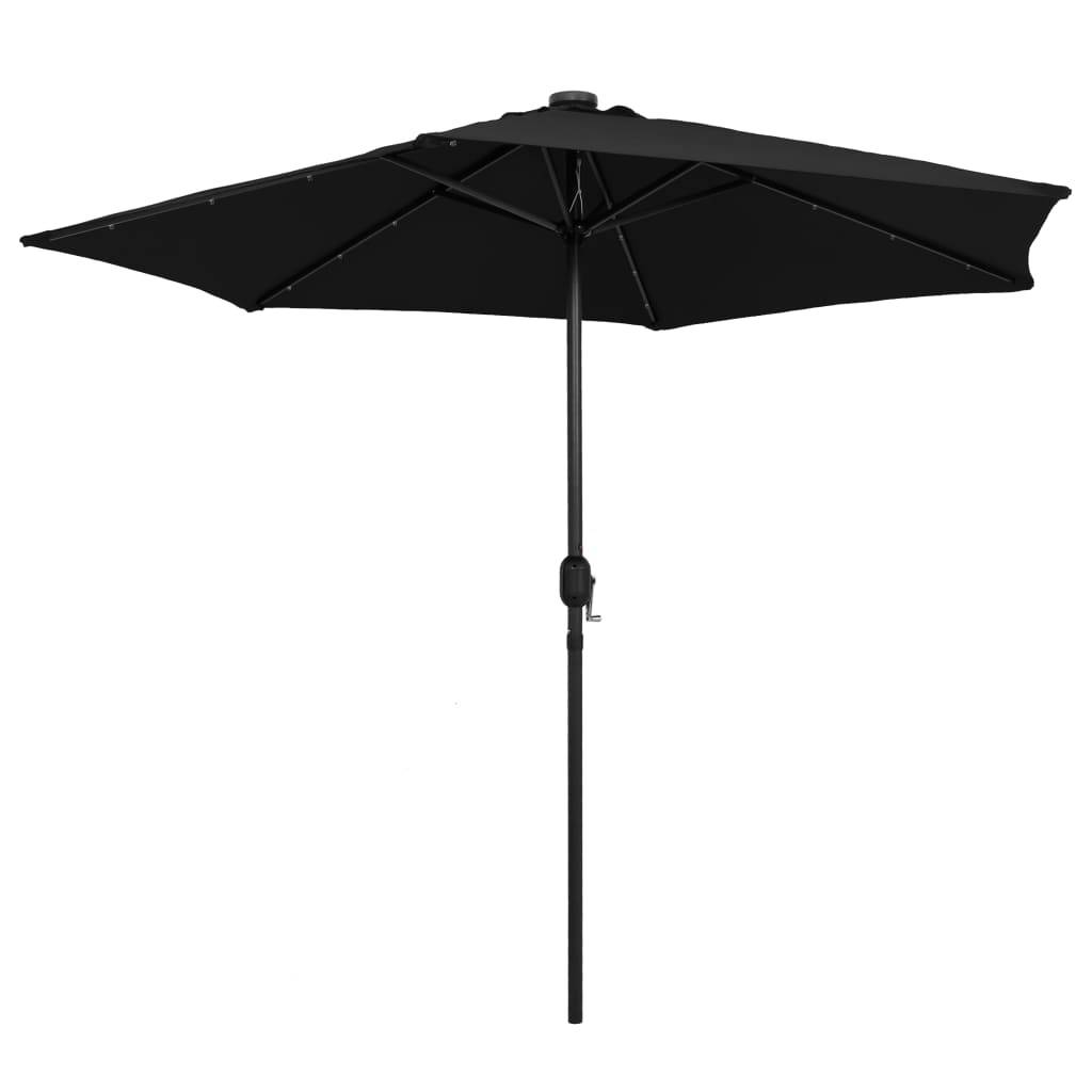 Helloshop26 - Parasol avec led et mât en aluminium 270 cm noir - Imagen 3