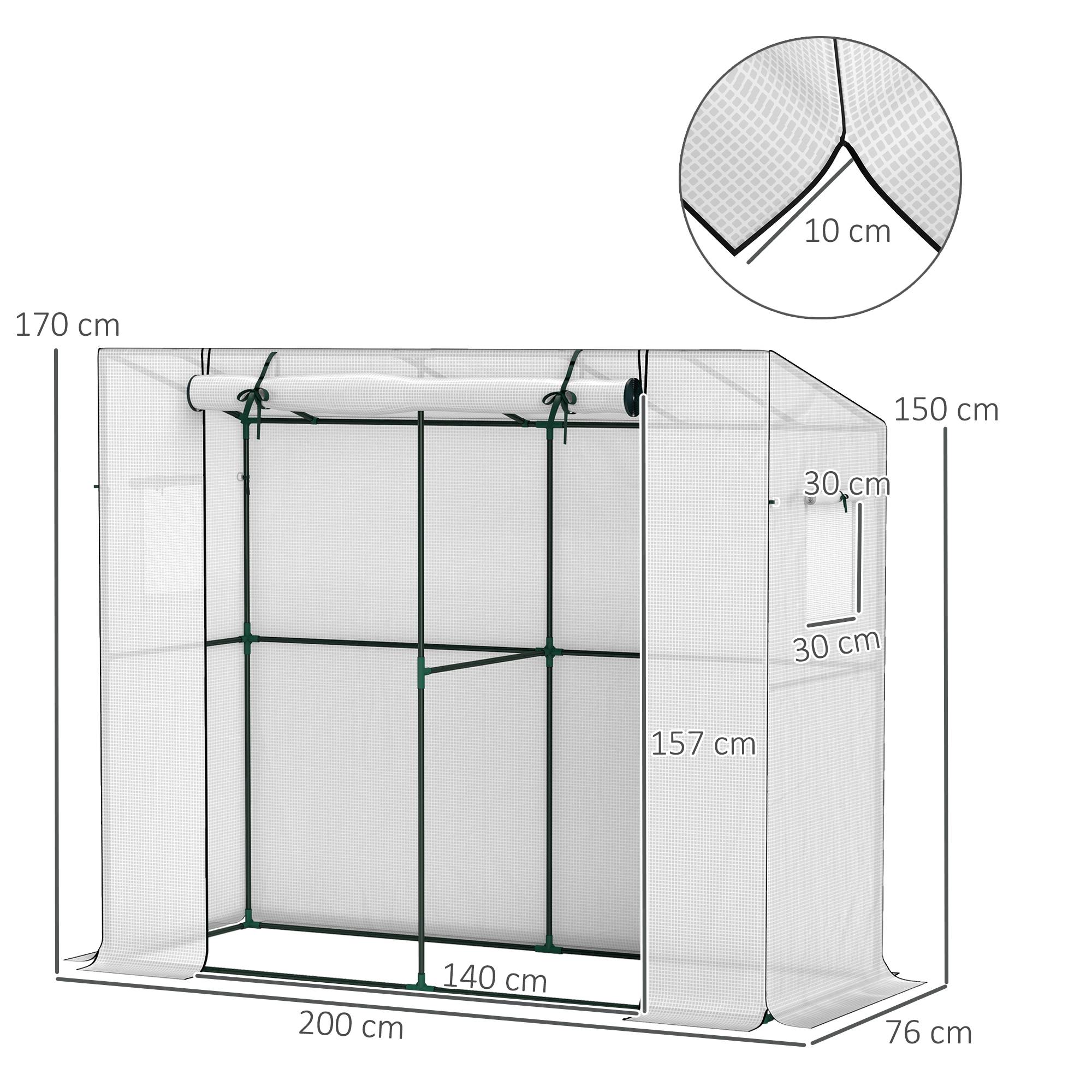 Serre adossée acier murale croissance plantes grimpantes 200x76x170cm blanc - ComfortXL Outdoor Living - Image 5