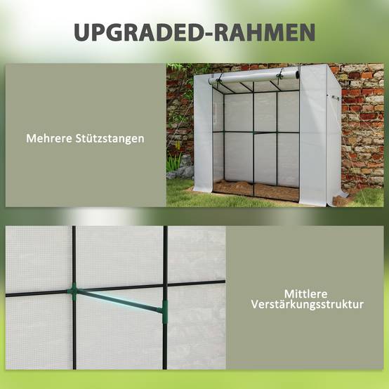 Serre adossée acier murale croissance plantes grimpantes 200x76x170cm blanc - ComfortXL Outdoor Living - Image 6