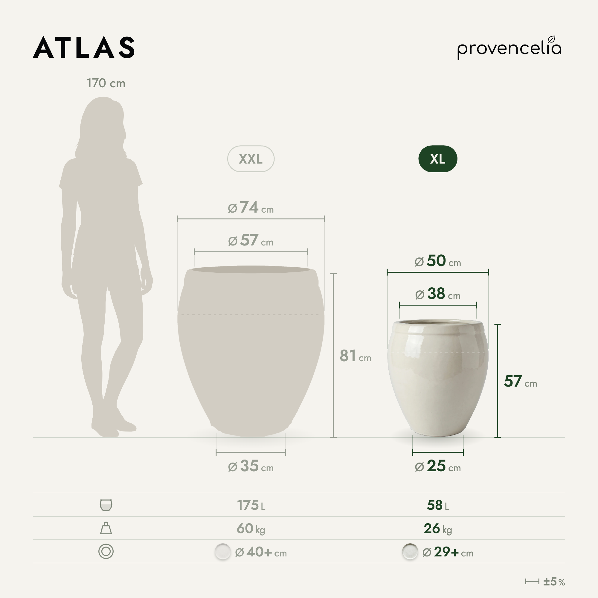 Provencelia - Pot ATLAS 52x58cm crème - Image 2