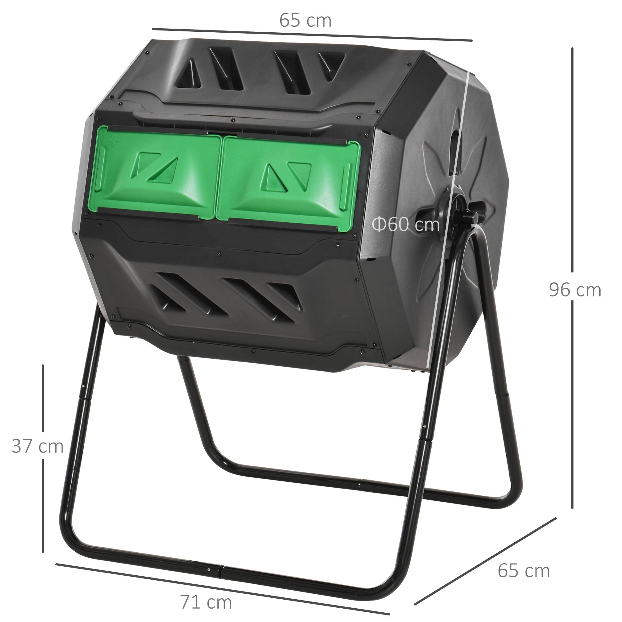 PANGIVO - Composteur rotatif plastique et acier noir 71 x 65 x 96 cm - PANGIVO - Image 3