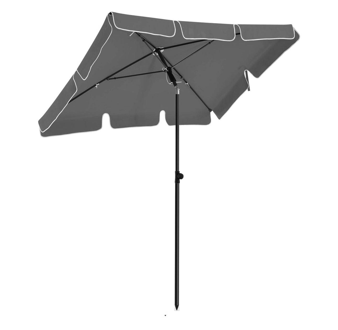Helloshop26 - Parasol de balcon rectangulaire 2 x 1 25 m protection UPF 50+ ombrelle toile avec revêtement en pa sac de transport terrasse jardin sans socle gris - Imagen 1