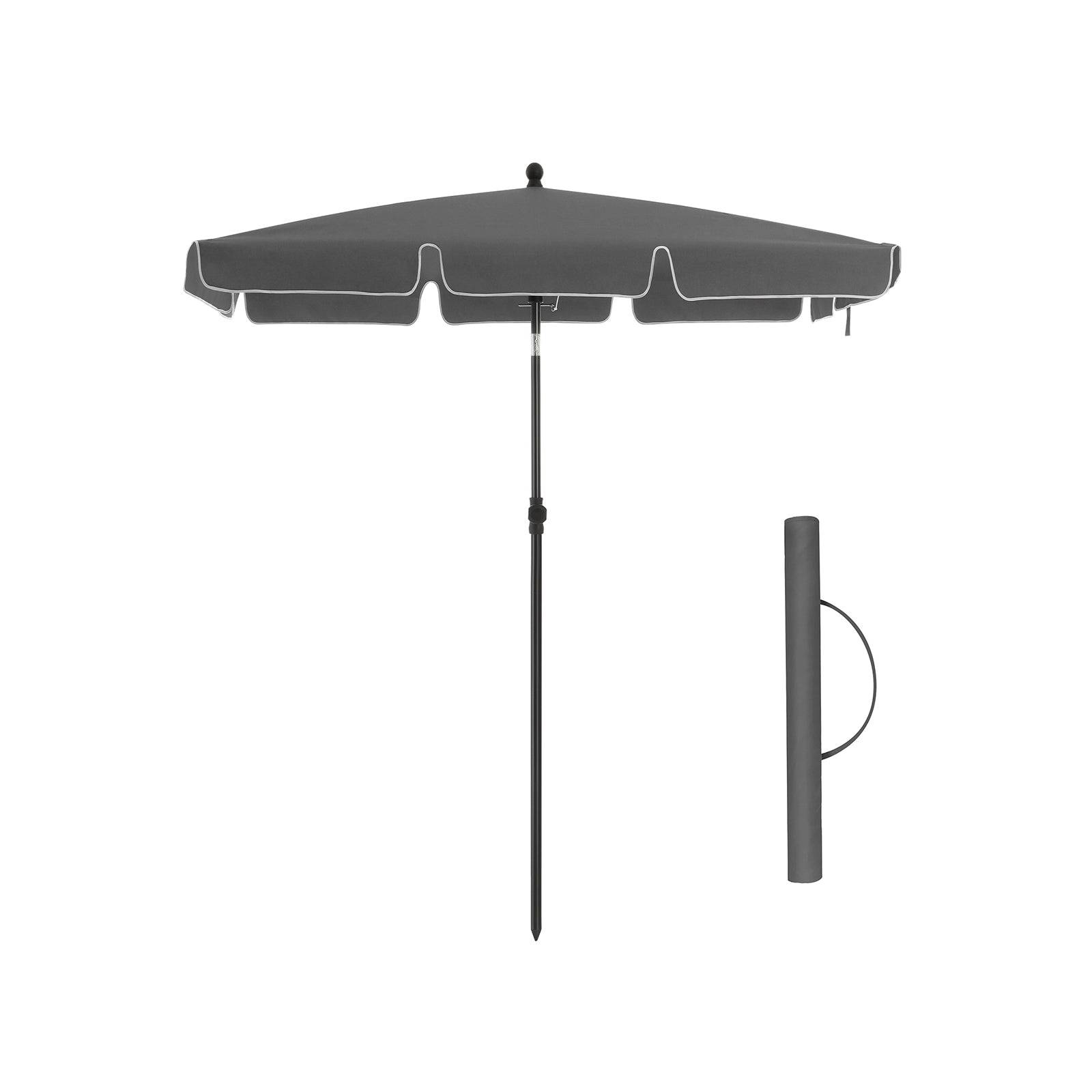 Helloshop26 - Parasol de balcon rectangulaire 2 x 1 25 m protection UPF 50+ ombrelle toile avec revêtement en pa sac de transport terrasse jardin sans socle gris - Imagen 2