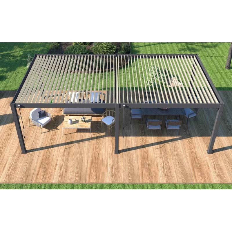 Chalet & Jardin - Pergola bioclimatique - Ombréa - autoportante - 4x8M - Anthracite blanc - ELMO - 400x800x258 cm - Image 3