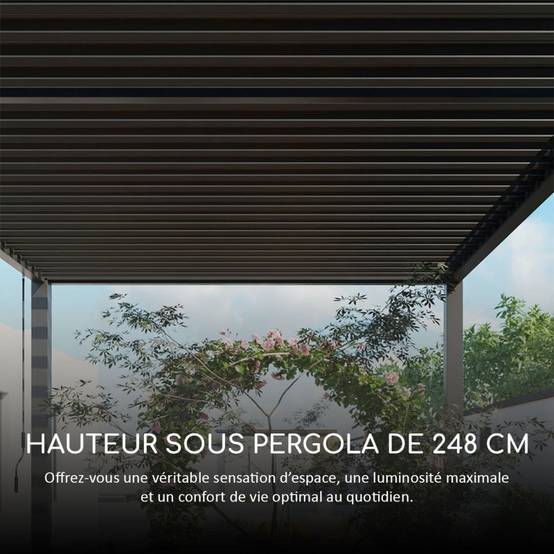 Chalet & Jardin - Pergola bioclimatique - Ombréa - autoportante - 4x8M - Anthracite blanc - ELMO - 400x800x258 cm - Image 7