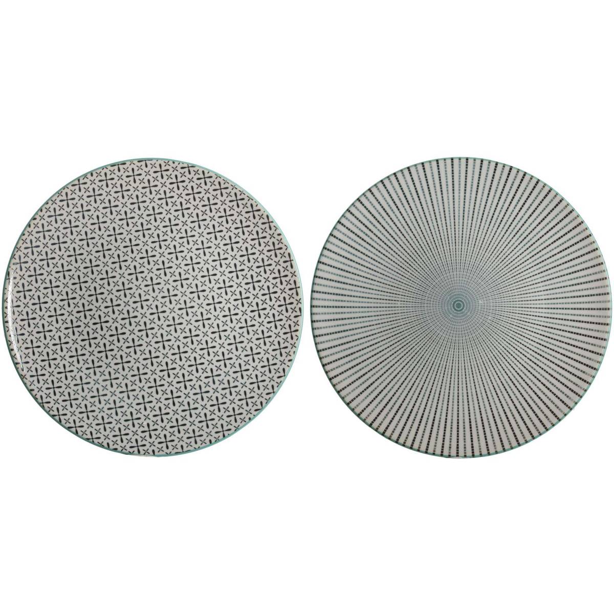 The Home Deco Factory - Assiette plate en porcelaine My Little Market 26.5 cm (Lot de 2) - Imagen 1