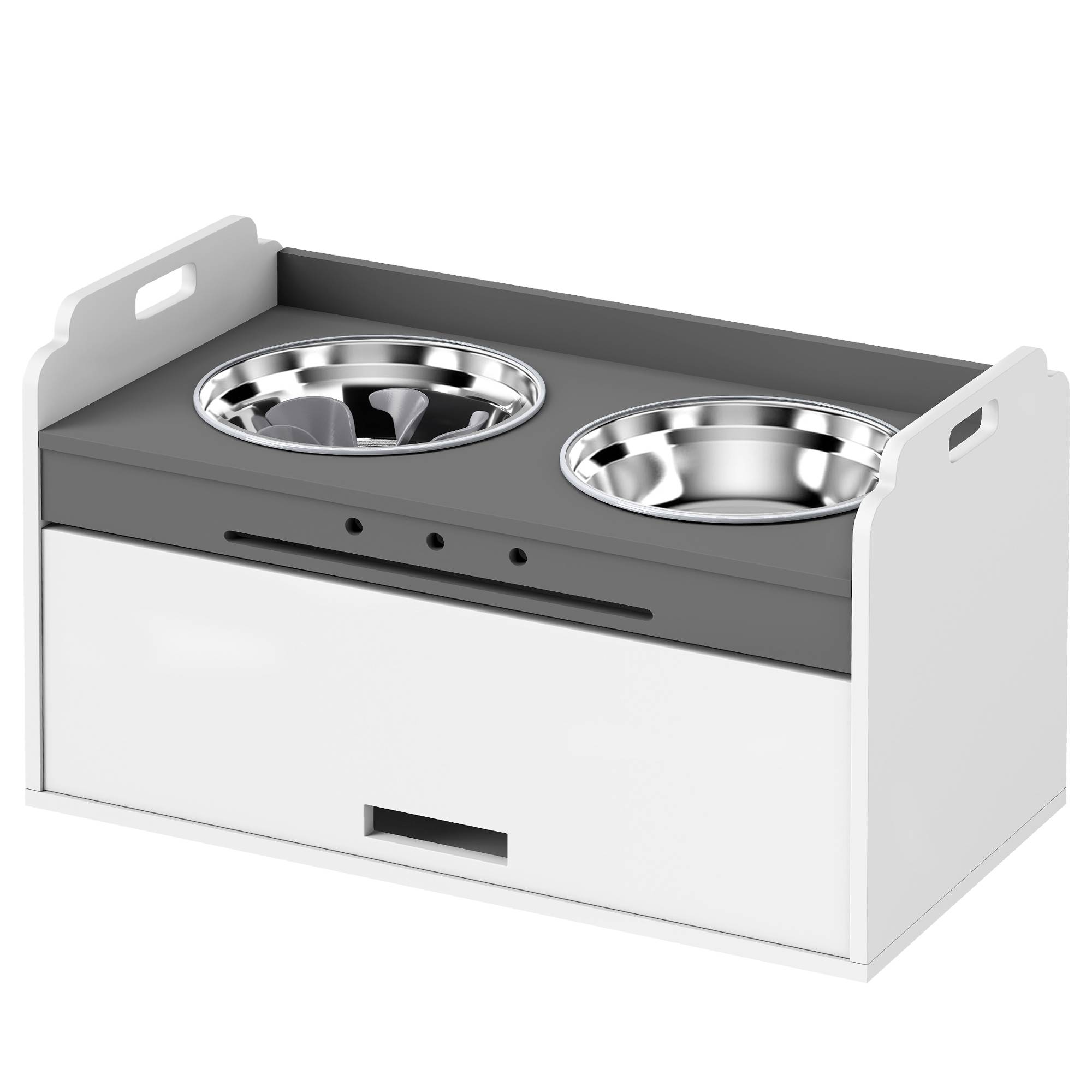 Meuble gamelle surélevé MDF et acier blanc 60 x 30 x 35.5 cm - PANGIVO - Image 2