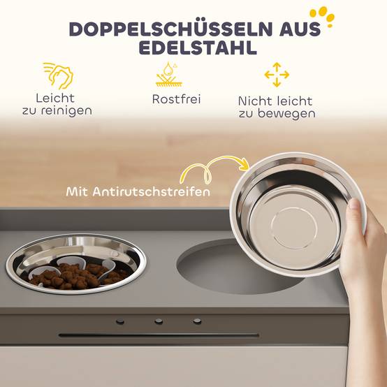 Meuble gamelle surélevé MDF et acier blanc 60 x 30 x 35.5 cm - PANGIVO - Image 6