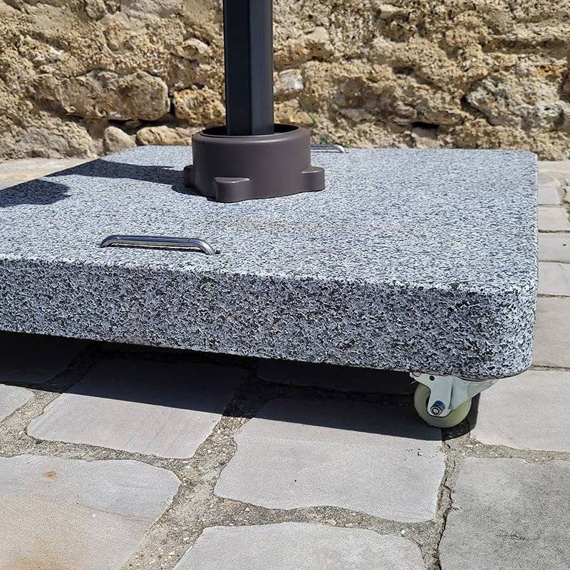 Pied de parasol en granite gris 102 kg avec roulettes Diamanta - Gecko Jardin - Imagen 5