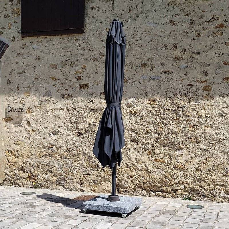Pied de parasol en granite gris 102 kg avec roulettes Diamanta - Gecko Jardin - Imagen 3