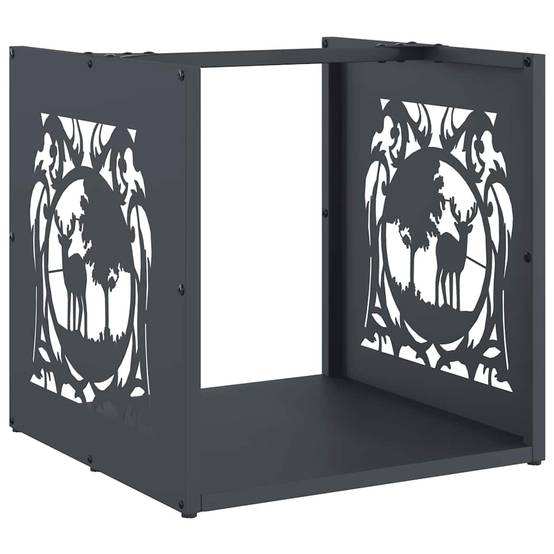 Support à Bûches Carré en Acier Anthracite 40 cm pour Poêle à Bois – ComfortXL Outdoor Living - Image 2