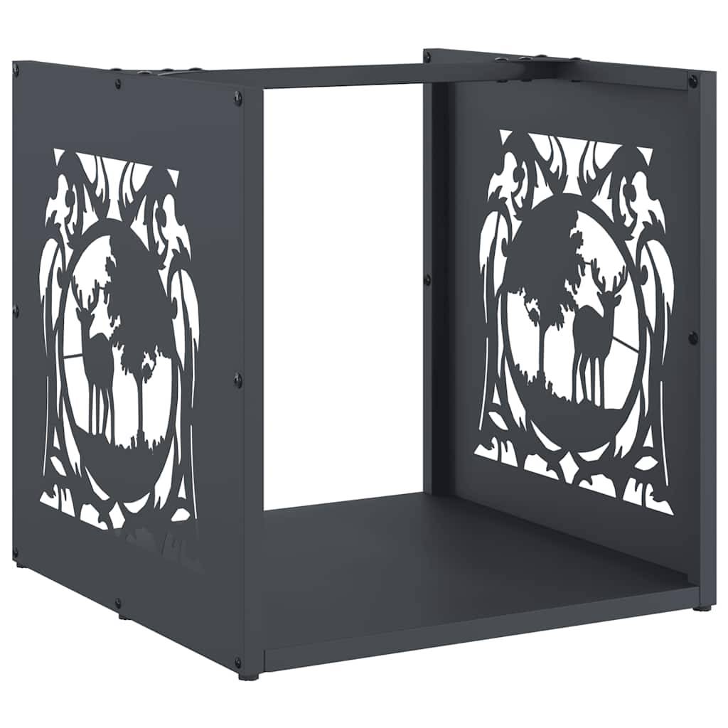 Support à Bûches Carré en Acier Anthracite 40 cm pour Poêle à Bois – ComfortXL Outdoor Living - Image 2