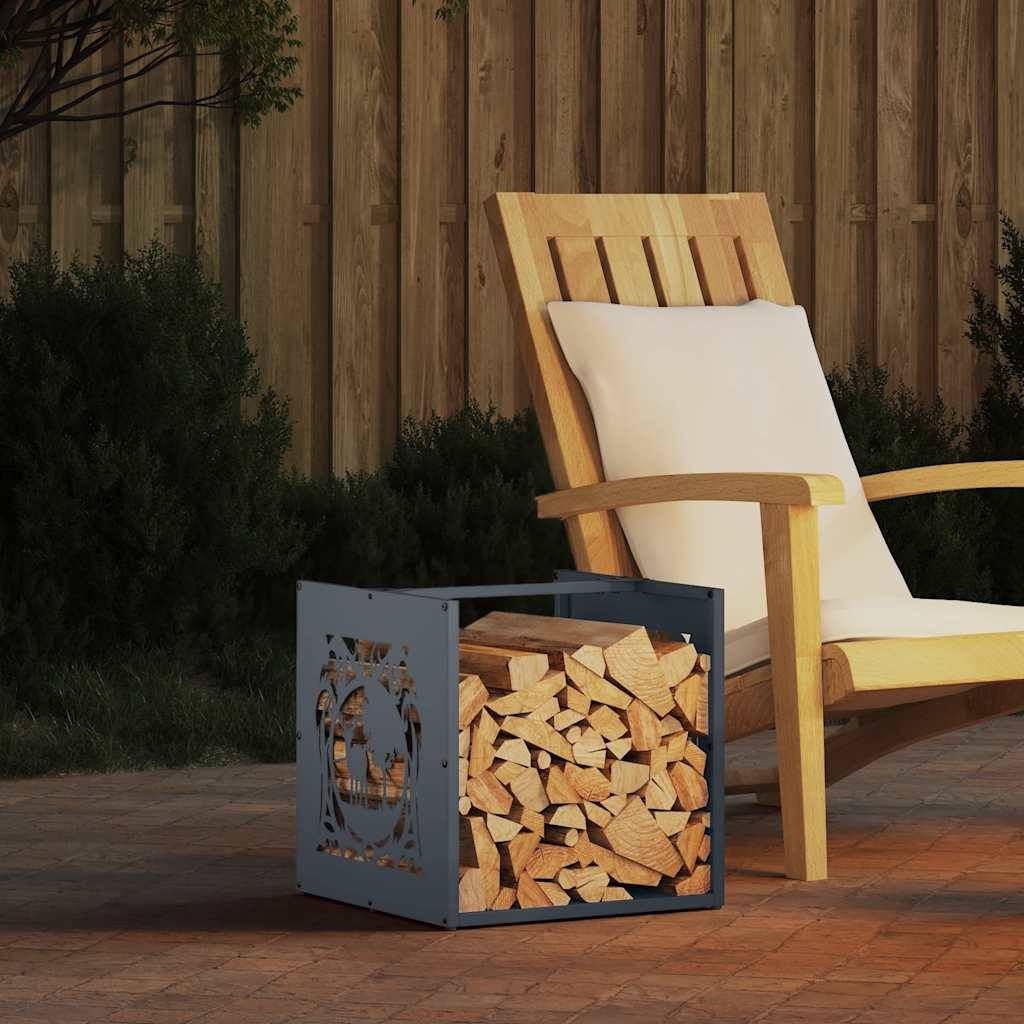 Support à Bûches Carré en Acier Anthracite 40 cm pour Poêle à Bois – ComfortXL Outdoor Living - Image 1