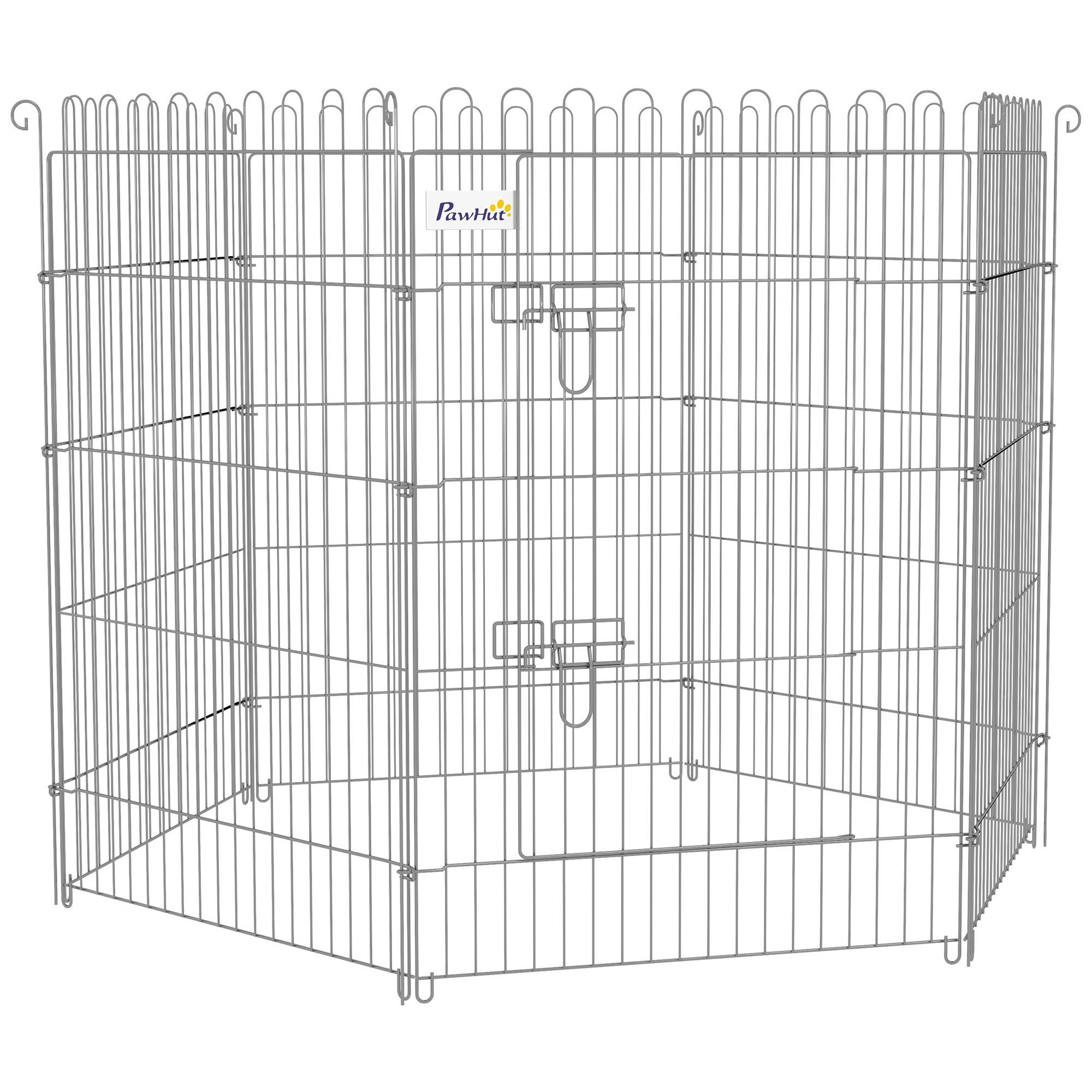 Clôture pliante pour chien en 8 parties, 63 x 91 cm, avec 1 portillon et cadre en acier, couleur argent, idéale pour jardin et terrasse. - Image 1