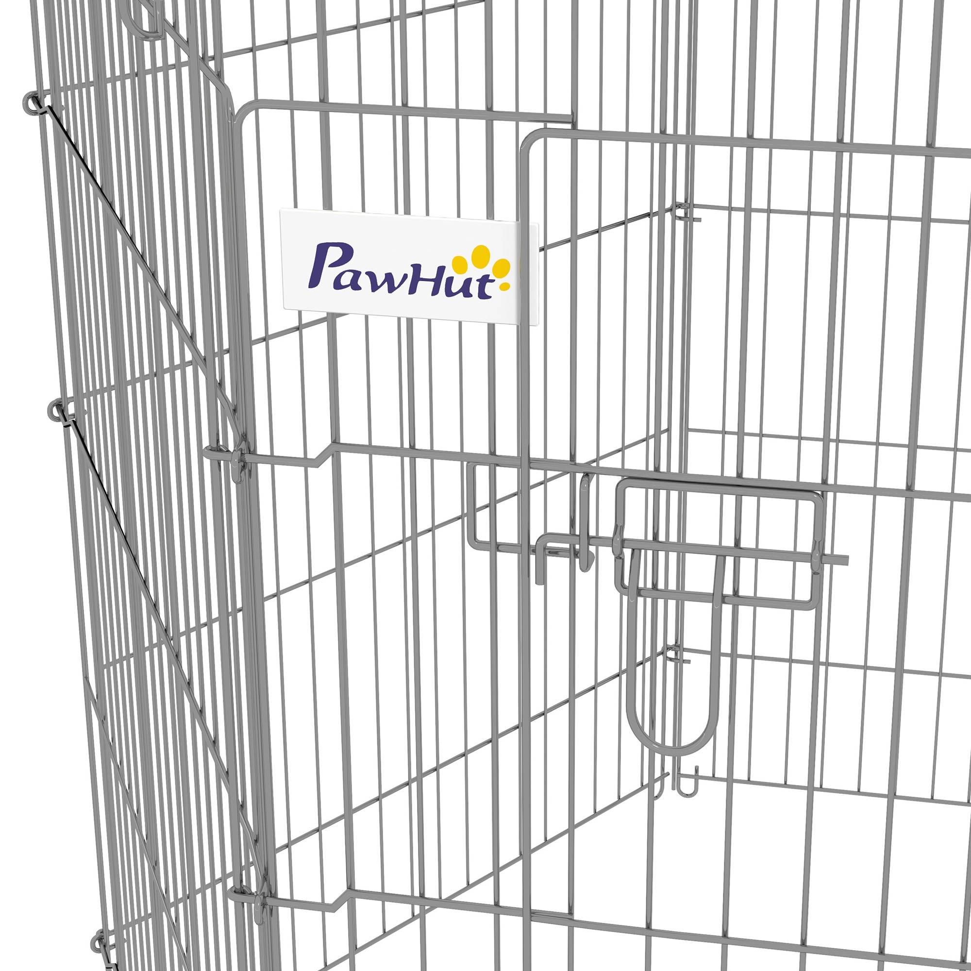 Clôture pliante pour chien en 8 parties, 63 x 91 cm, avec 1 portillon et cadre en acier, couleur argent, idéale pour jardin et terrasse. - Image 10