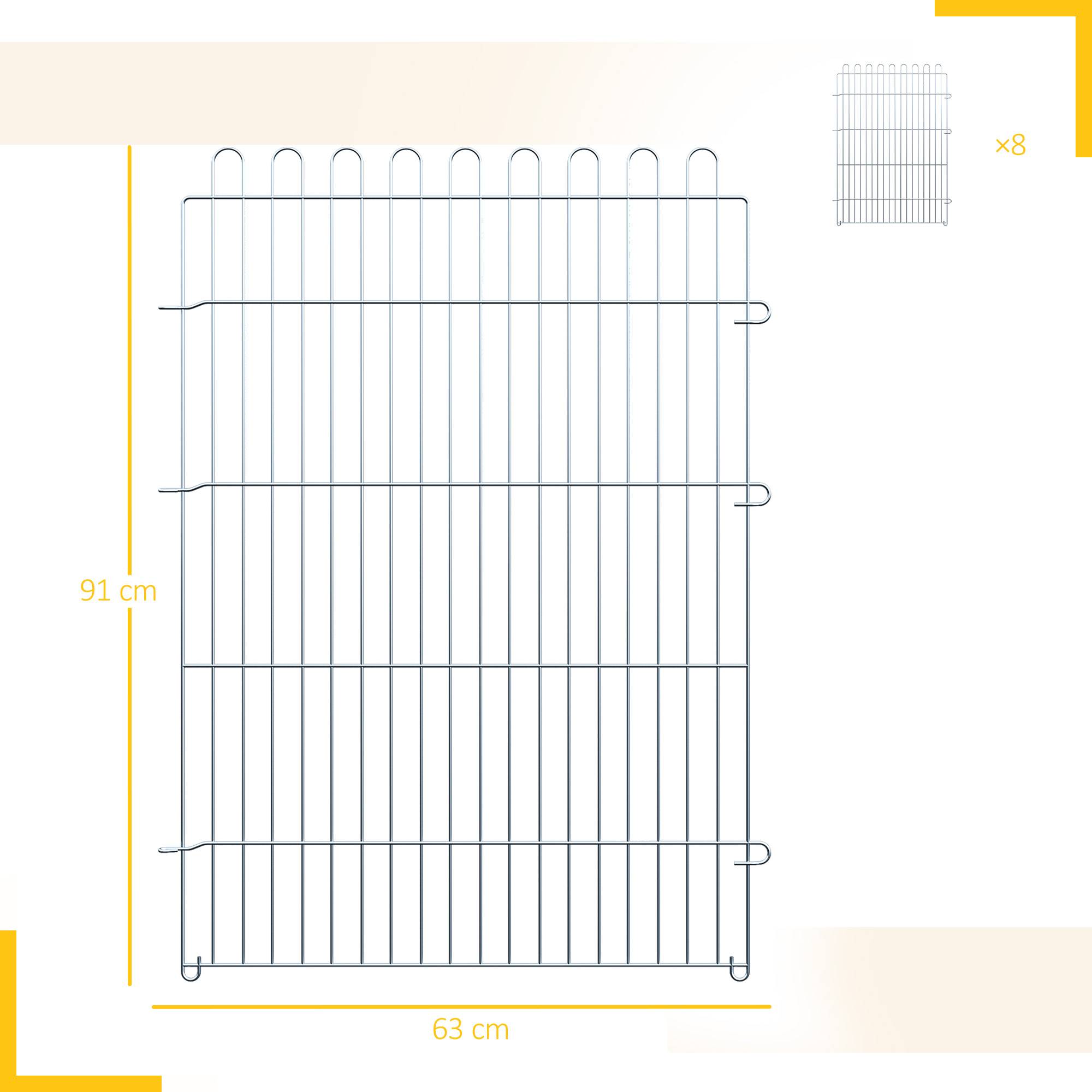 Clôture pliante pour chien en 8 parties, 63 x 91 cm, avec 1 portillon et cadre en acier, couleur argent, idéale pour jardin et terrasse. - Image 5