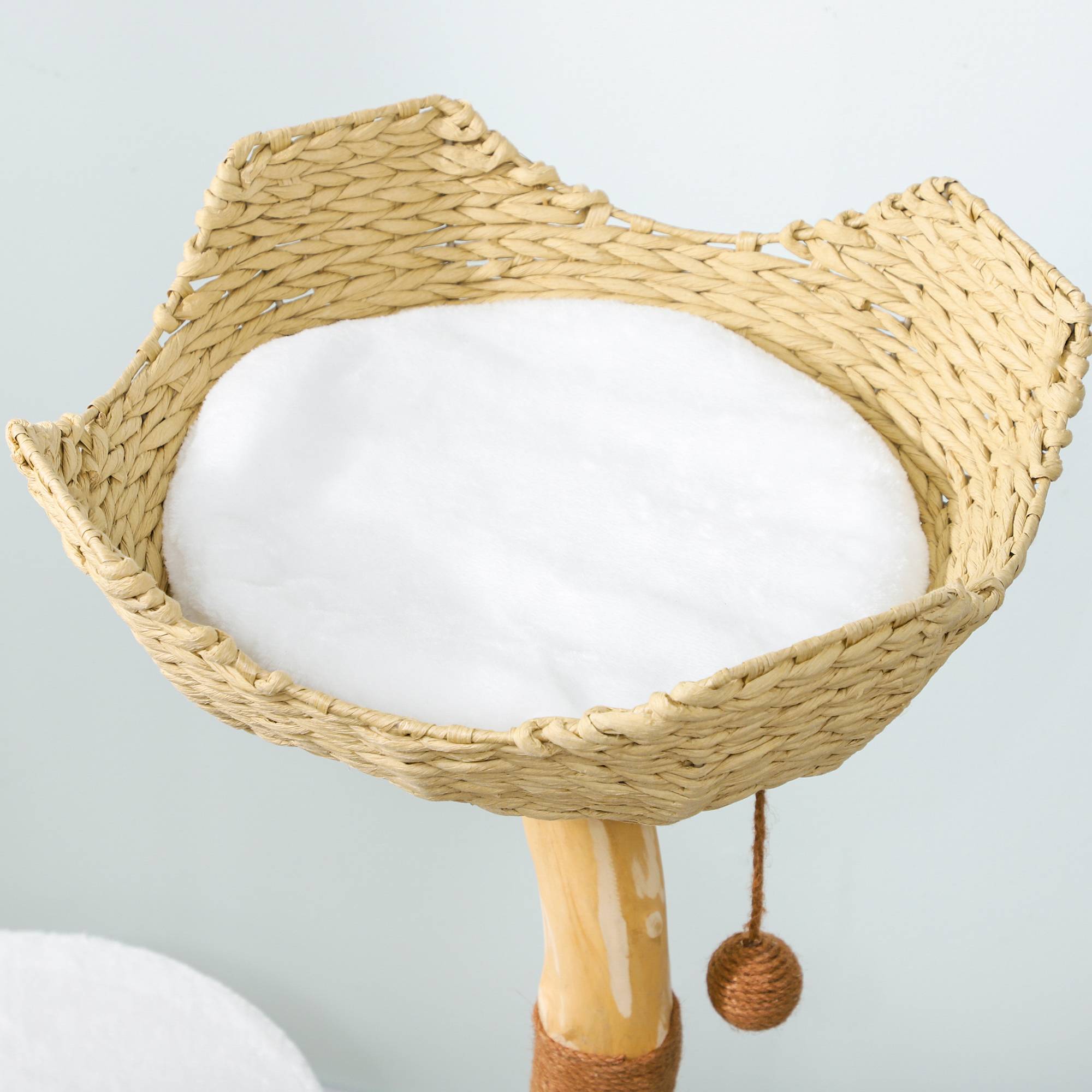 Arbre à Chat Design en Bois avec Griffoir Sisal Lit Confortable et Coussin Lavable 102 cm Blanc - ComfortXL Outdoor Living - Image 10