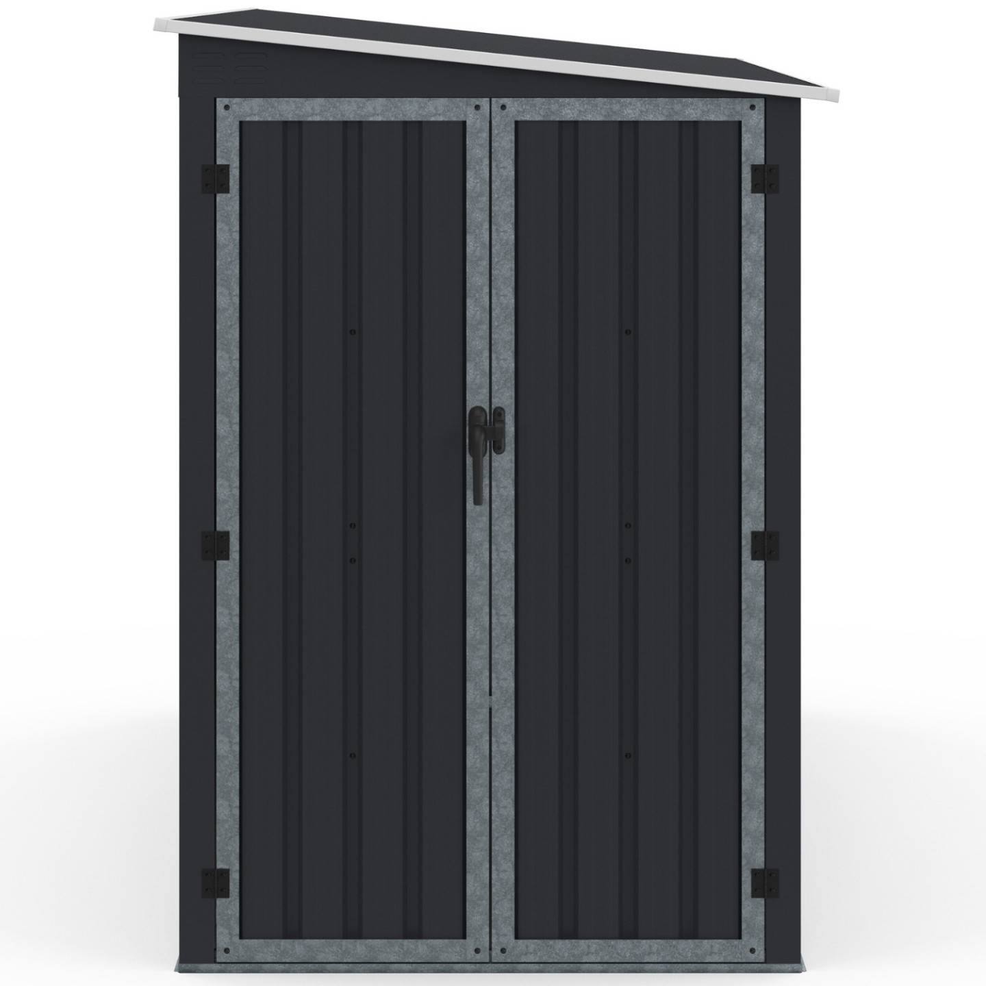 Abri de jardin adossé 3 m² gris en acier galvanisé avec base double porte latérale - Image 3
