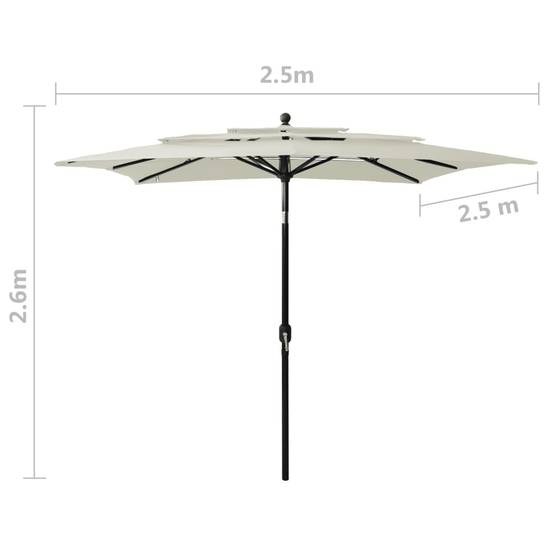 Helloshop26 - Parasol à 3 niveaux avec mât en aluminium 2,5 x 2,5 m sable - Imagen 7