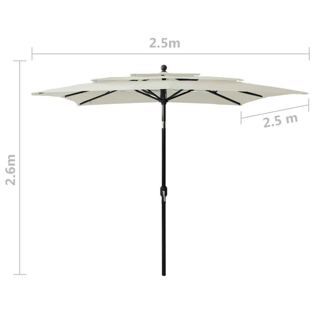 Helloshop26 - Parasol à 3 niveaux avec mât en aluminium 2,5 x 2,5 m sable - Imagen 7