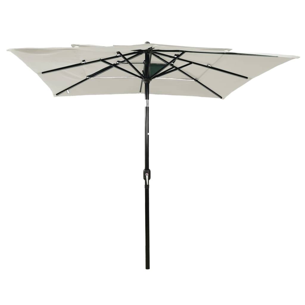Helloshop26 - Parasol à 3 niveaux avec mât en aluminium 2,5 x 2,5 m sable - Imagen 2