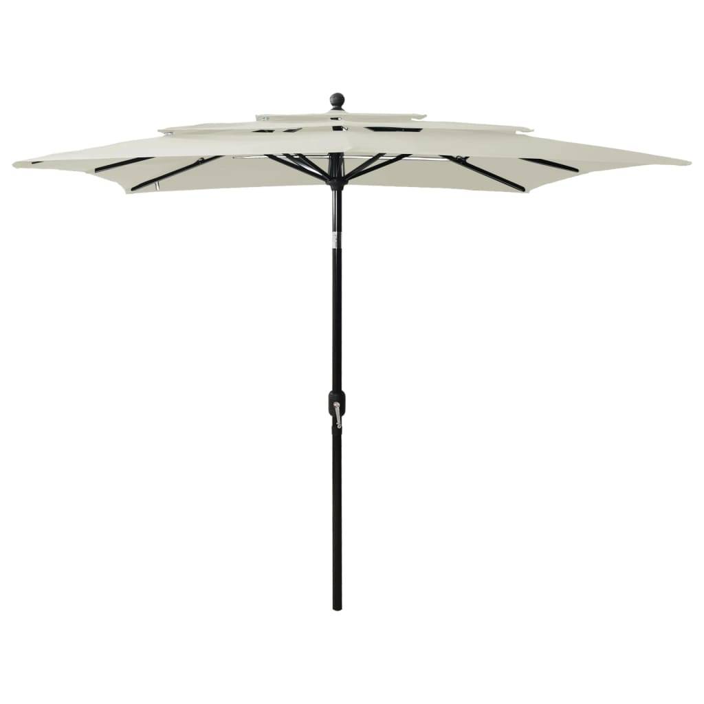 Helloshop26 - Parasol à 3 niveaux avec mât en aluminium 2,5 x 2,5 m sable - Imagen 1