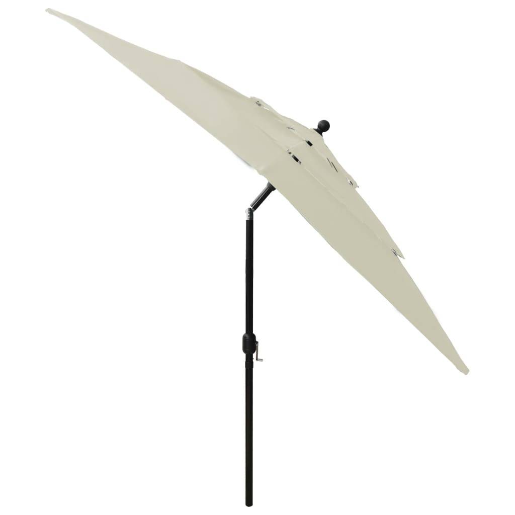 Helloshop26 - Parasol à 3 niveaux avec mât en aluminium 2,5 x 2,5 m sable - Imagen 4