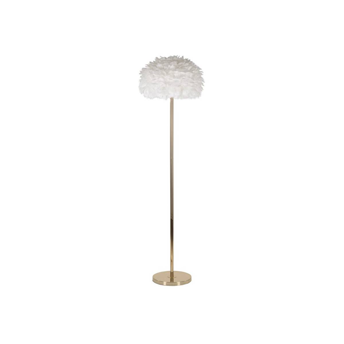 Lampadaire Imitation Plume "Slim" 170cm Or & Blanc - Image 1