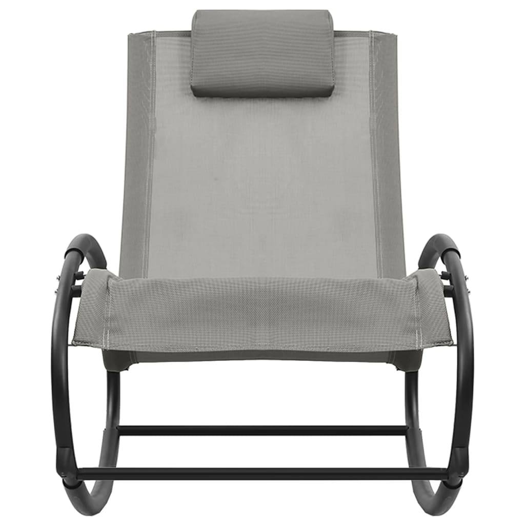 Helloshop26 - Transat chaise longue bain de soleil lit de jardin terrasse meuble d'extérieur 105,5 cm avec oreiller acier et textilène gris - Imagen 2