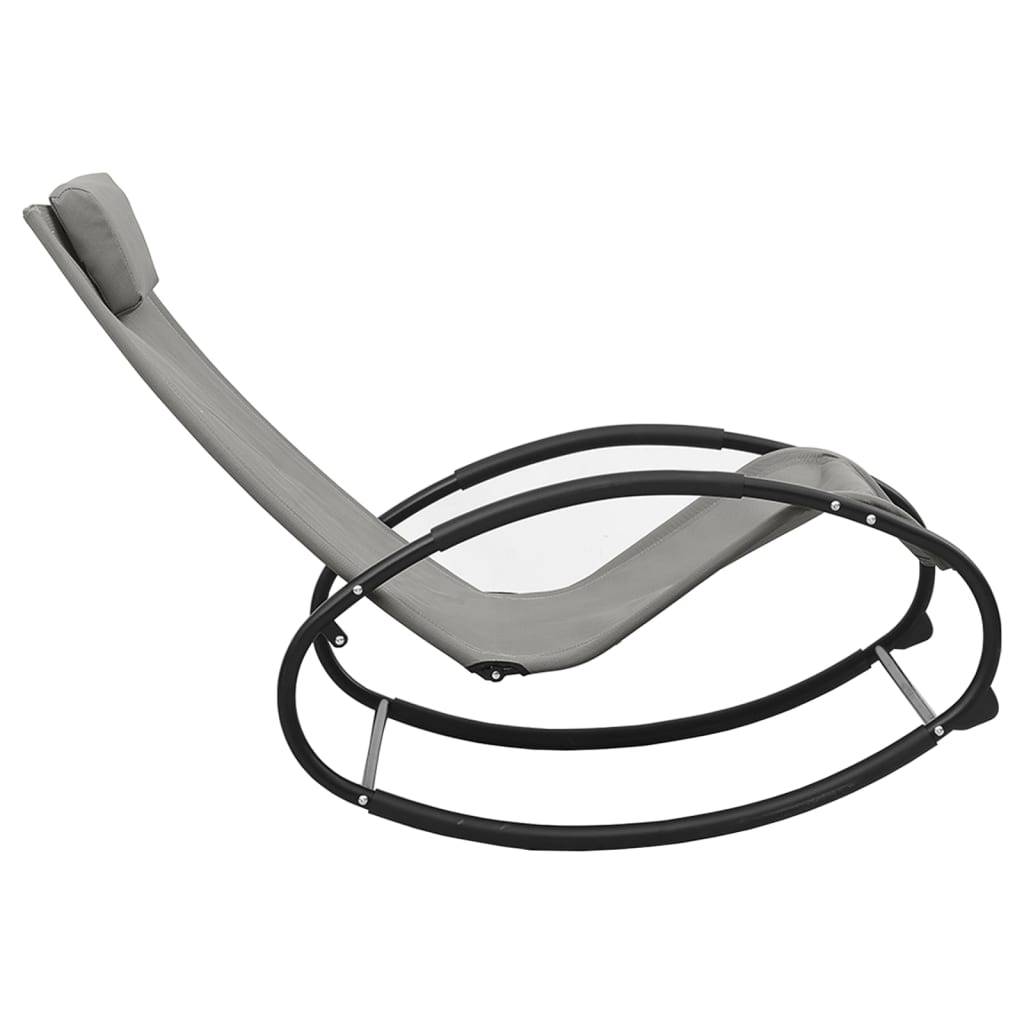 Helloshop26 - Transat chaise longue bain de soleil lit de jardin terrasse meuble d'extérieur 105,5 cm avec oreiller acier et textilène gris - Imagen 3