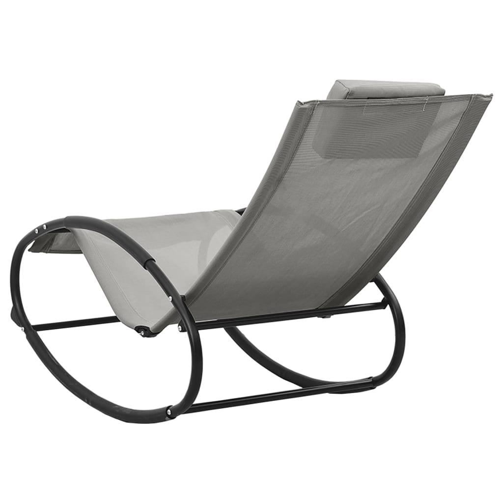 Helloshop26 - Transat chaise longue bain de soleil lit de jardin terrasse meuble d'extérieur 105,5 cm avec oreiller acier et textilène gris - Imagen 4