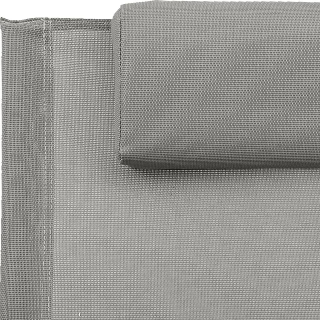 Helloshop26 - Transat chaise longue bain de soleil lit de jardin terrasse meuble d'extérieur 105,5 cm avec oreiller acier et textilène gris - Imagen 5