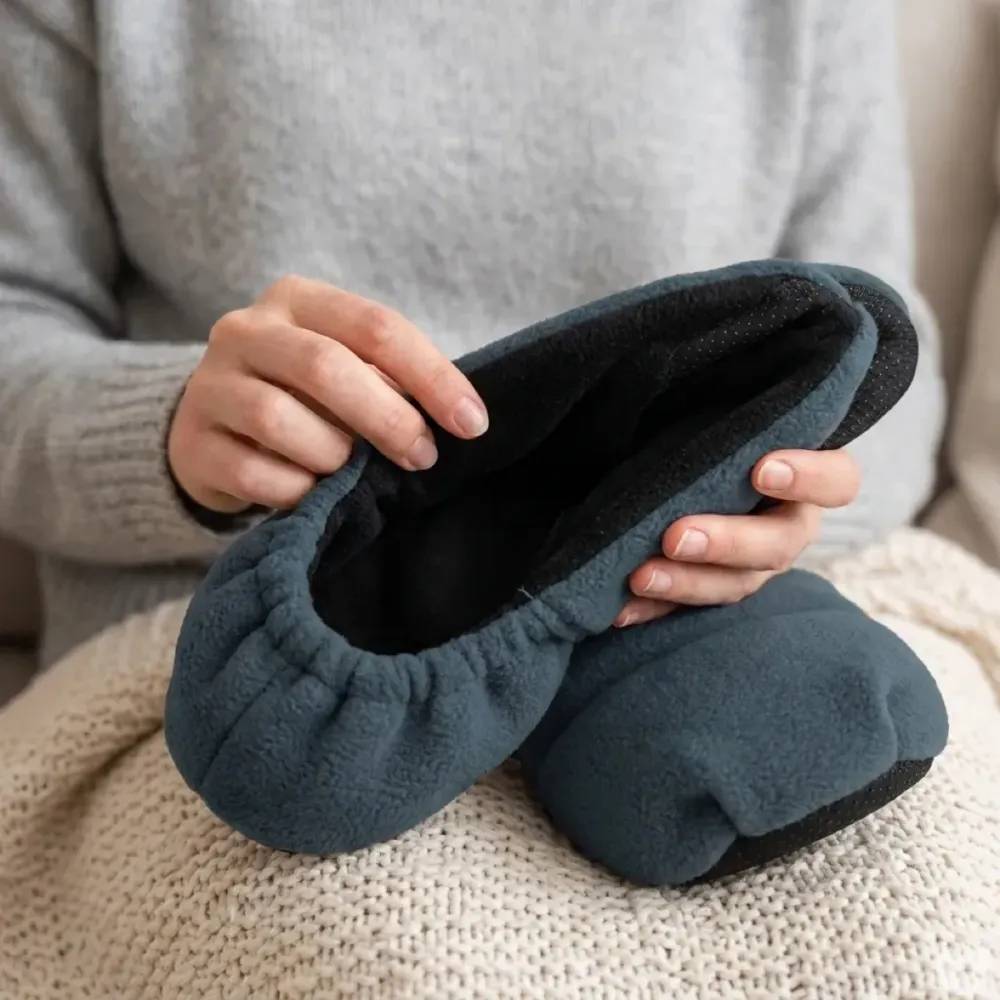 Chaussons Chauffants Femme Gris - Confort Textile Basse Tige Taille 36 / 40 - Image 8