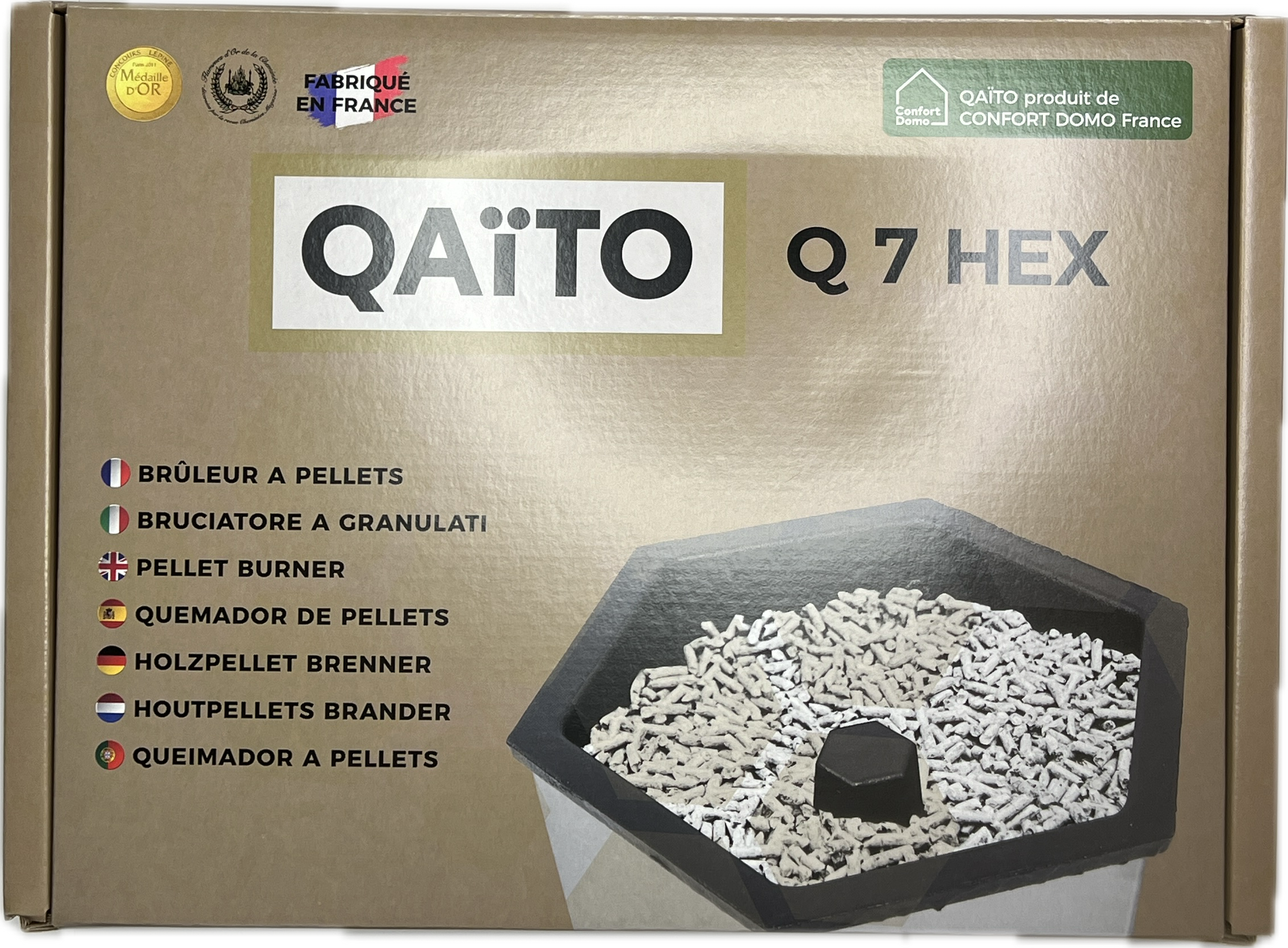 QAÏTO Q7Hex Brûleur à pellets pour petits inserts et poeles à bois recevant  des bûches de  25 à 30 cm - Image 3