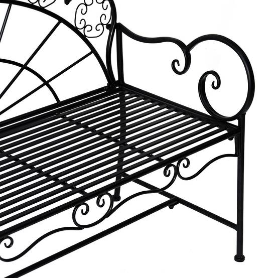 ComfortXL - Banc de jardin 2 places métal noir 107 x 55,5 x 92 cm extérieur terrasse dossier décoratif résistant aux intempéries - Image 7
