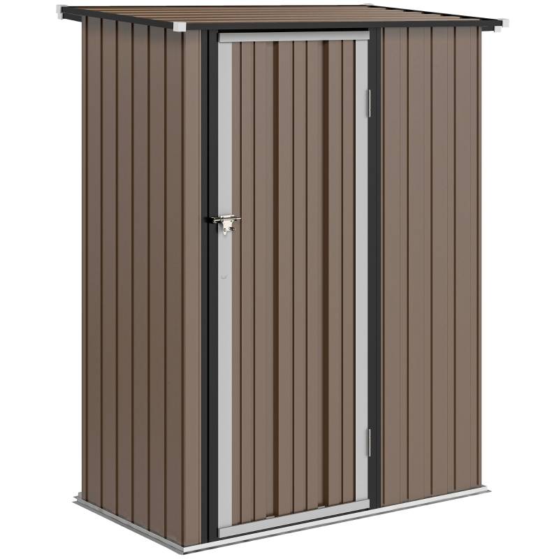 Abri Jardin Acier 1m² Toit Incliné Porte Verrouillable 142x84cm Marron - ComfortXL Outdoor Living - Image 2