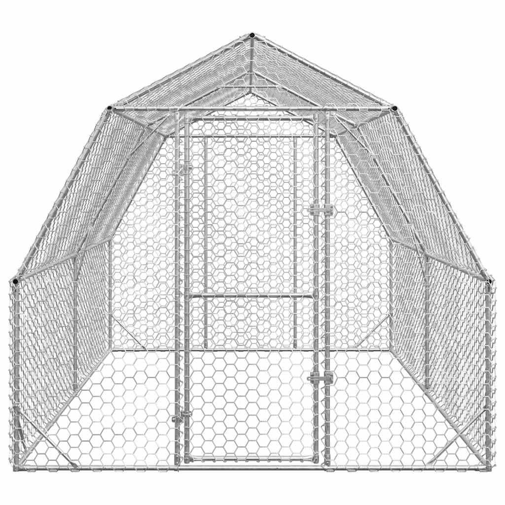 Enclos poulailler extérieur 10 m² acier galvanisé parc grillagé volailles Argent – ComfortXL Outdoor Living - Image 3