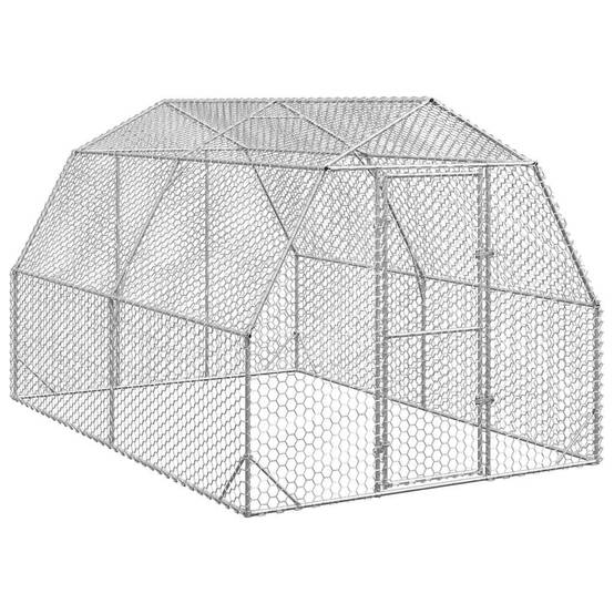Enclos poulailler extérieur 10 m² acier galvanisé parc grillagé volailles Argent – ComfortXL Outdoor Living - Image 1
