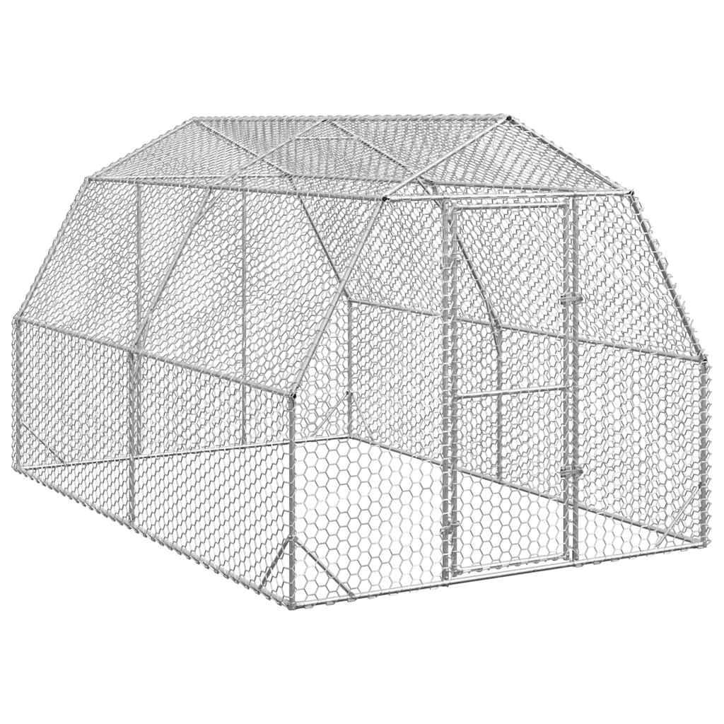 Enclos poulailler extérieur 10 m² acier galvanisé parc grillagé volailles Argent – ComfortXL Outdoor Living - Image 1