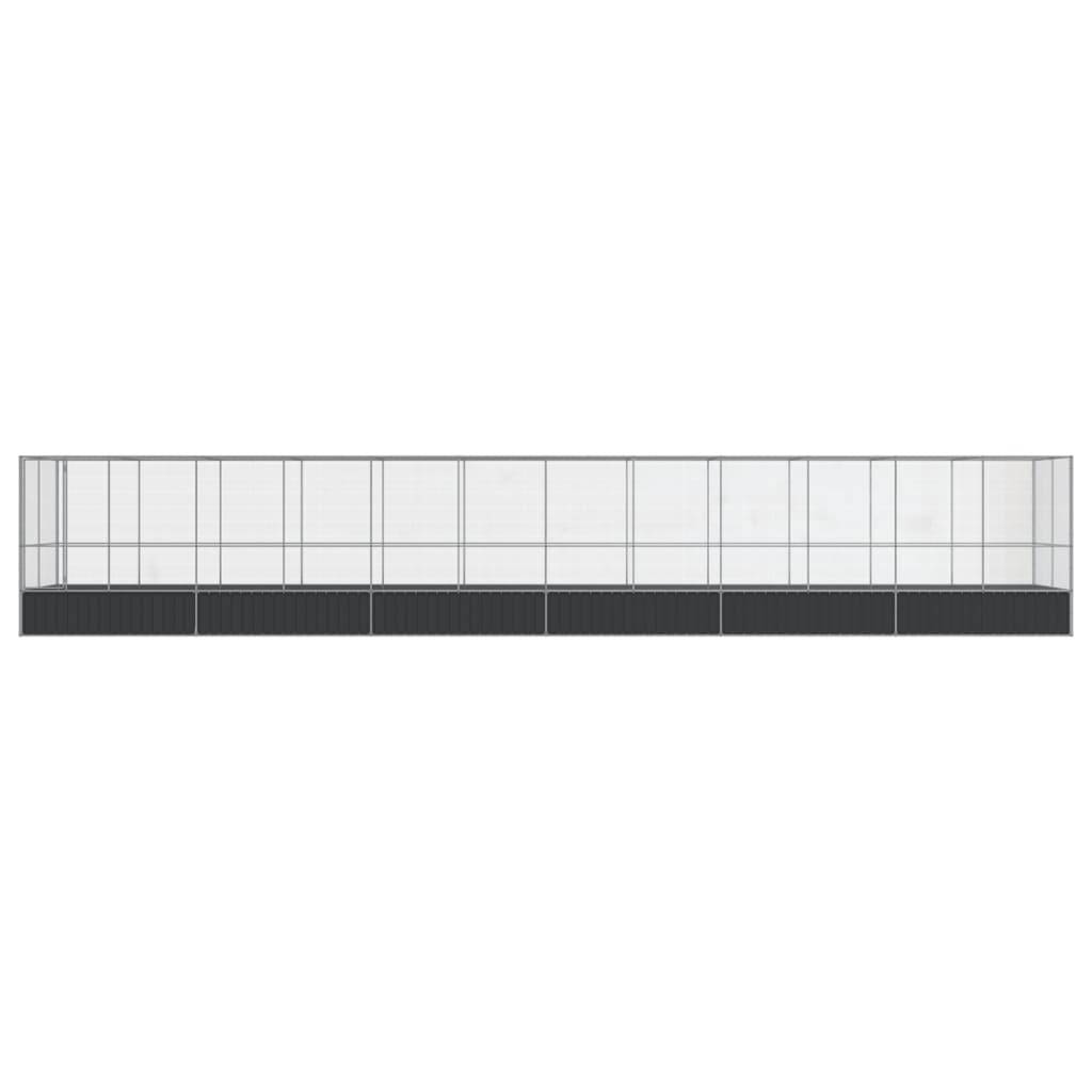 Volière Oiseaux XXL Acier Galvanisé Solide 1246x207cm Argent - ComfortXL Outdoor Living - Image 3
