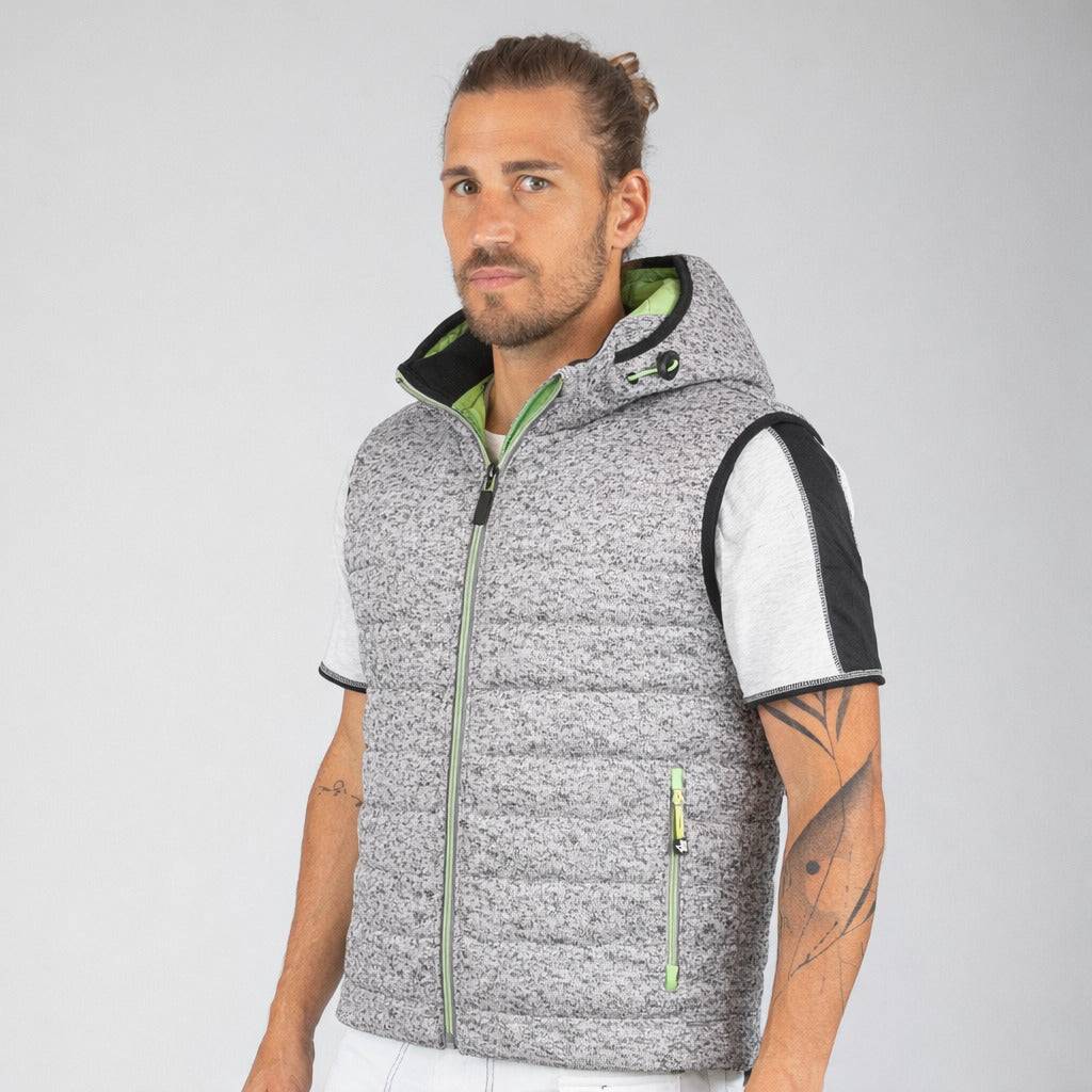 Nineworths - taille m - teddy - gilet sans manches de travail - 1131 gris chiné , vert fluo - Imagen 1