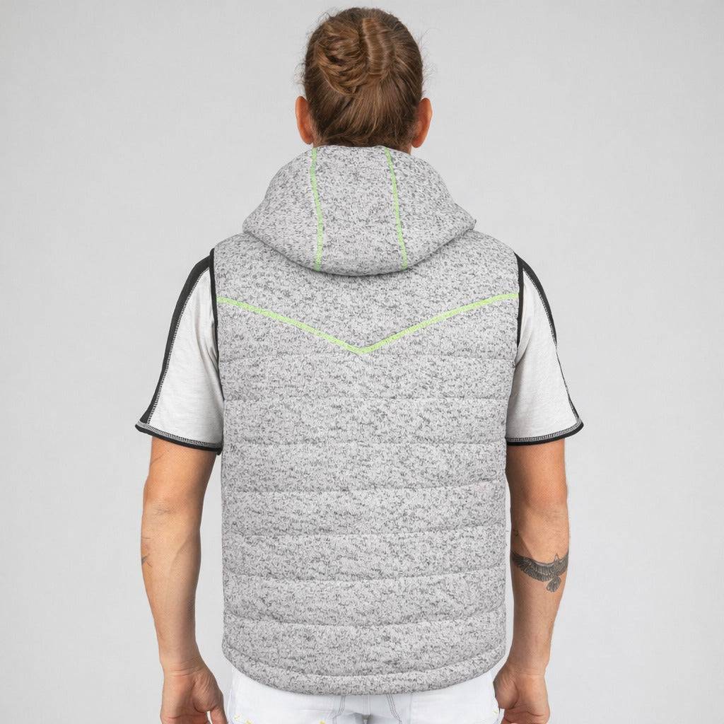 Nineworths - taille m - teddy - gilet sans manches de travail - 1131 gris chiné , vert fluo - Imagen 3
