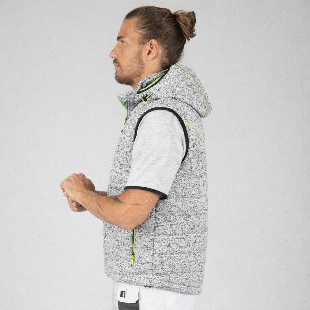 Nineworths - taille m - teddy - gilet sans manches de travail - 1131 gris chiné , vert fluo - Imagen 5