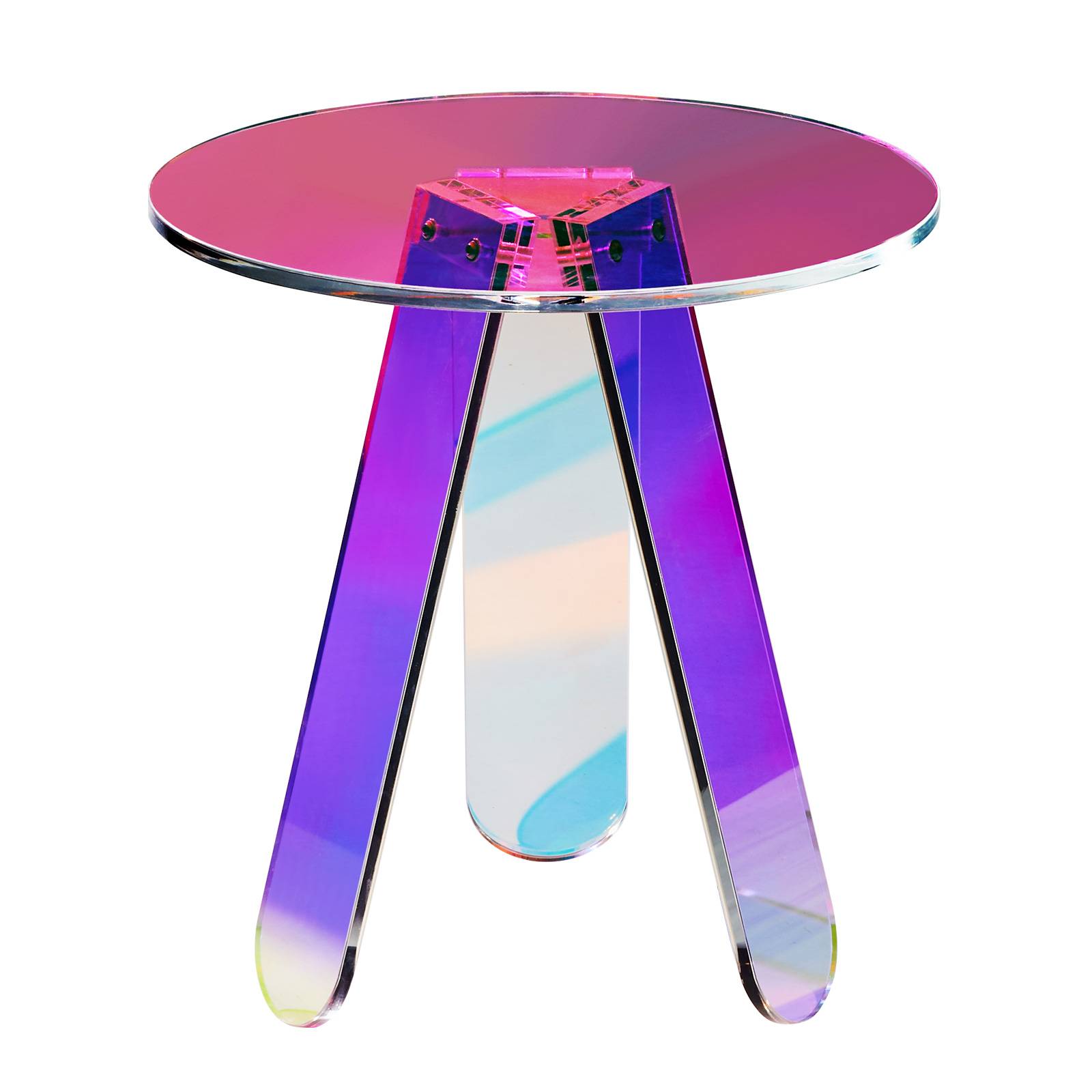 VEVOR Table appoint ronde acrylique 450x480 mm, charge 10 kg. Chevet, salon, chambre, irisée. - Image 1