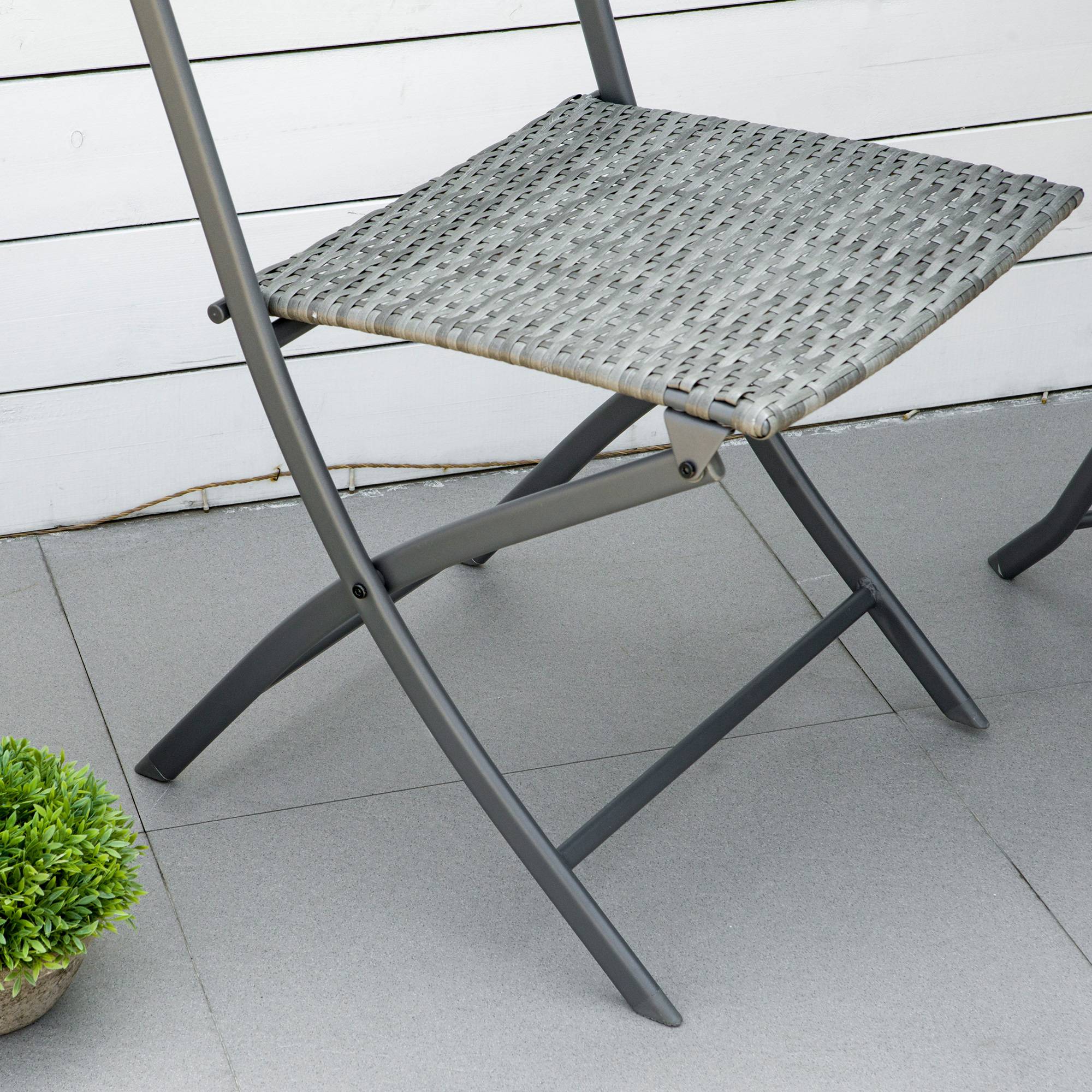 Outsunny - Ensemble meubles de jardin design table carré et chaises pliables résine tressée imitation rotin gris - Outsunny - Imagen 8