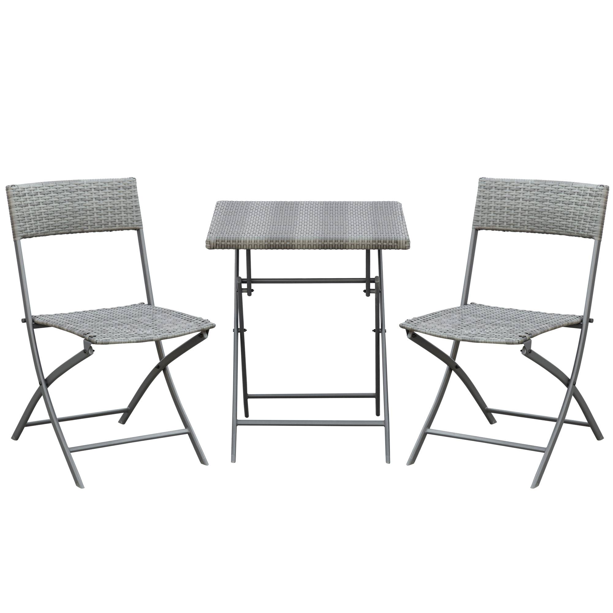 Outsunny - Ensemble meubles de jardin design table carré et chaises pliables résine tressée imitation rotin gris - Outsunny - Imagen 1