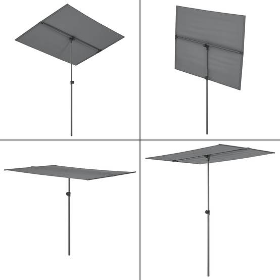 Parasol inclinable à 360° rectangulaire 180 x 130 cm gris - Image 5