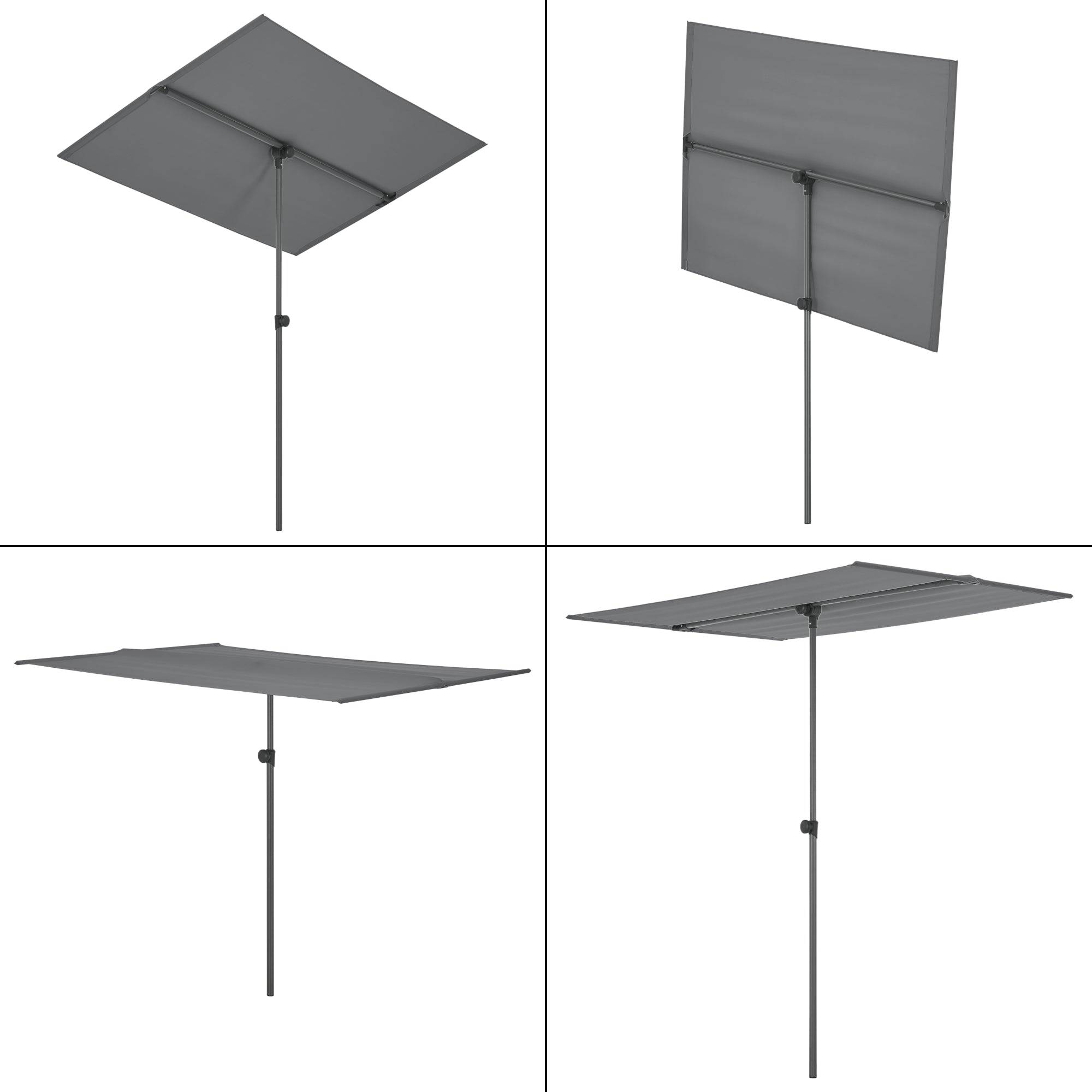 Parasol inclinable à 360° rectangulaire 180 x 130 cm gris - Image 5
