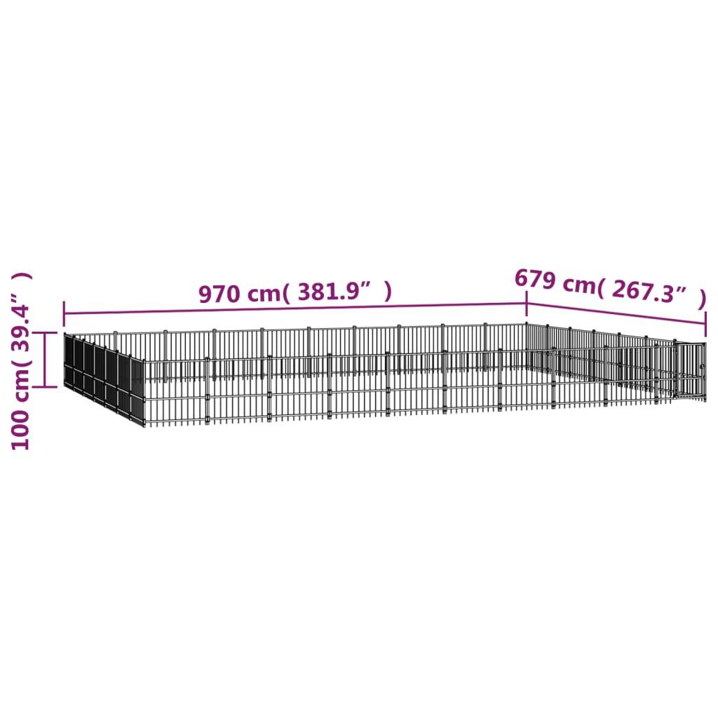 Vidaxl - Chenil d'extérieur pour chiens Acier 65,86 m² vidaXL 3124653 - Imagen 3