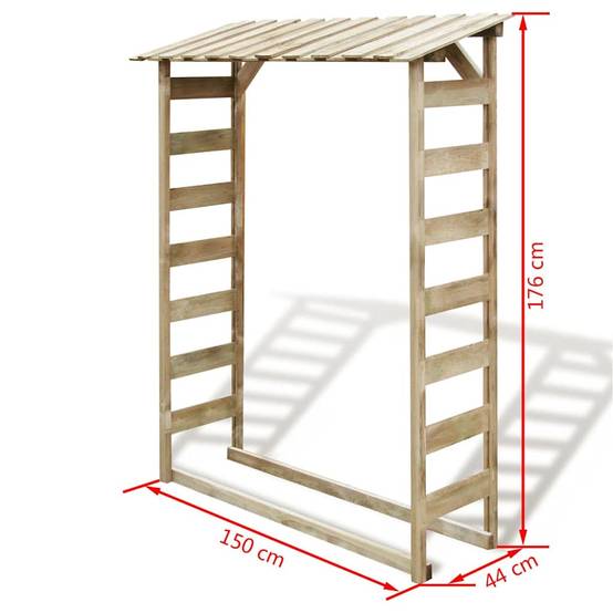 Abri range-bûches en pin traité 150cm pour stockage bois de chauffage extérieur – ComfortXL Outdoor Living - Image 5